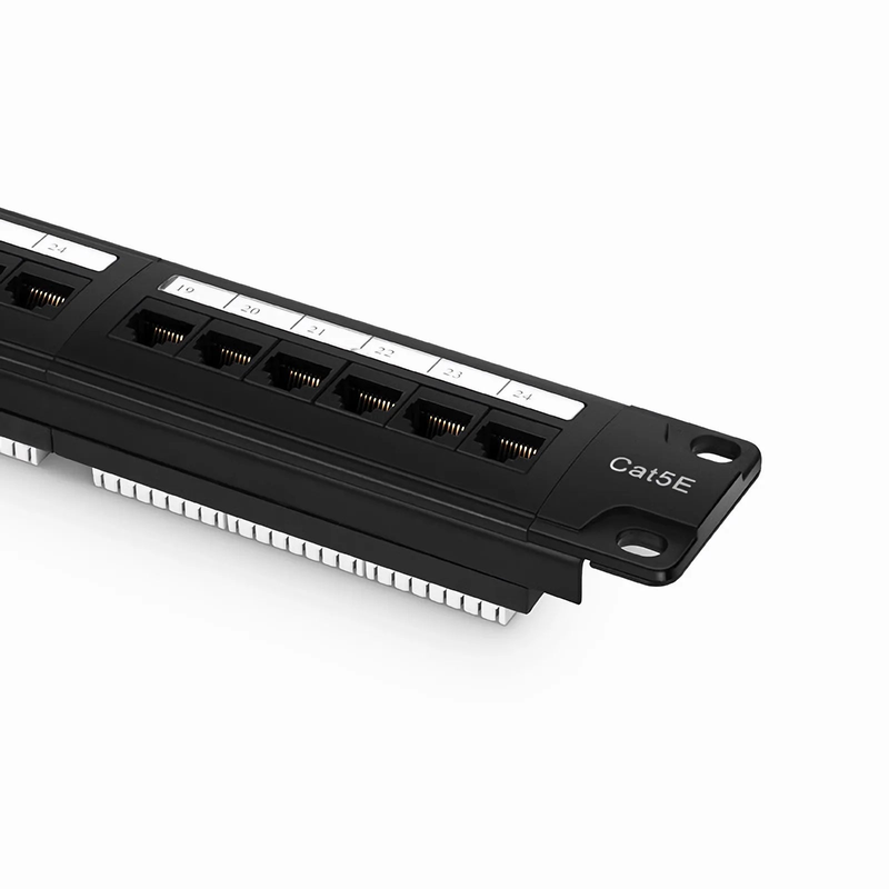 Refurb Squared Cat5e 110-Style Patch Panel, 24-Port, 1RU, Cable Management Bar Included