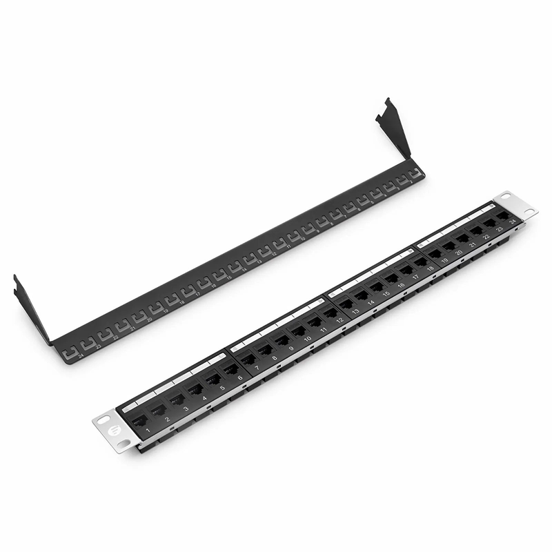 Refurb Squared Cat5e Coupler Patch Panel, 24-Port, 1RU, Cable Management Bar Included
