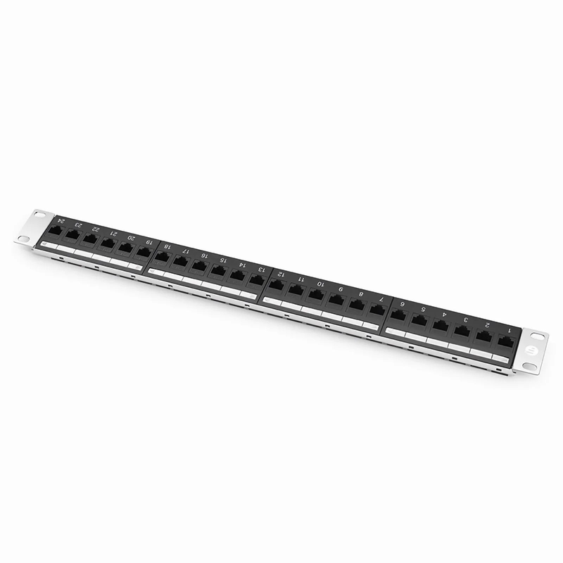 Refurb Squared Cat5e Coupler Patch Panel, 24-Port, 1RU, Cable Management Bar Included