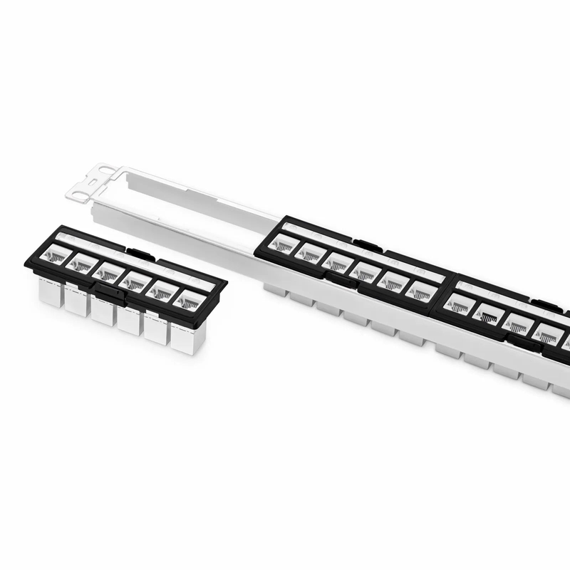 Refurb Squared FDMP Cat6a Shielded Coupler Recessed Patch Panel, 24-Port, 1RU, Cable Management Bar Included