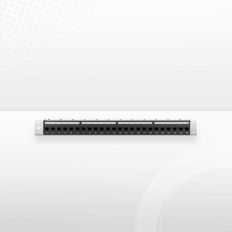 Refurb Squared Cat5e Coupler Patch Panel, 24-Port, 1RU, Cable Management Bar Included