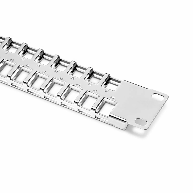 Refurb Squared FDMP Blank Shielded/UnShielded Flat Patch Panel for Keystone Modules, 48-Port, 1RU, Cable Management Bar Included