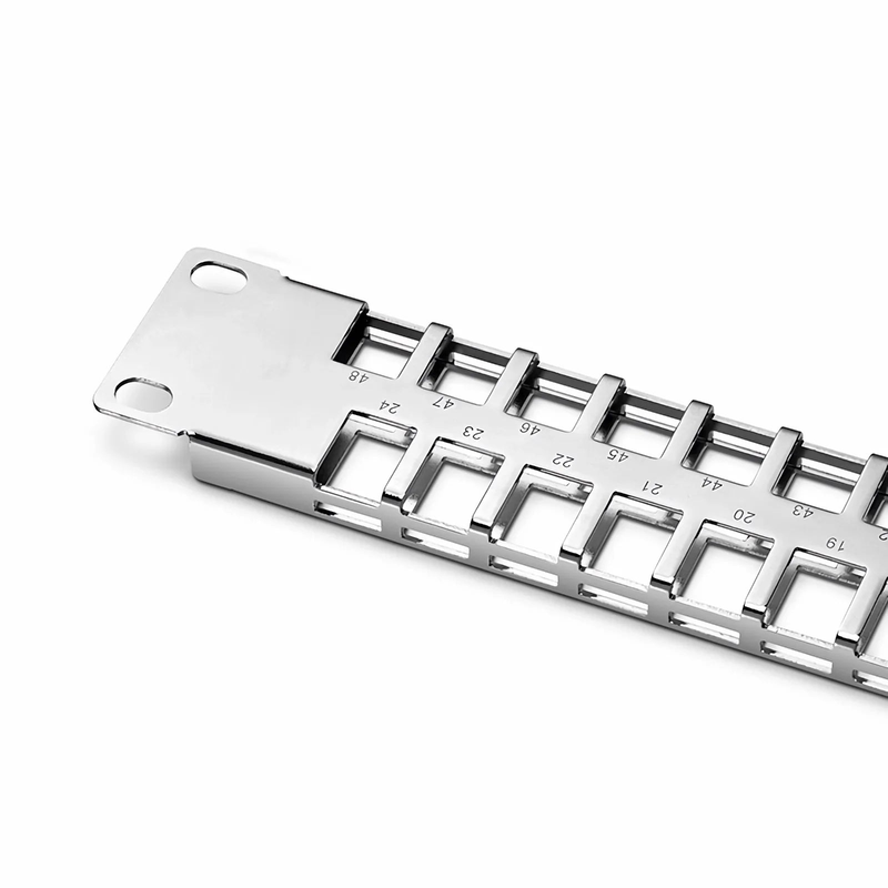Refurb Squared FDMP Blank Shielded/UnShielded Flat Patch Panel for Keystone Modules, 48-Port, 1RU, Cable Management Bar Included