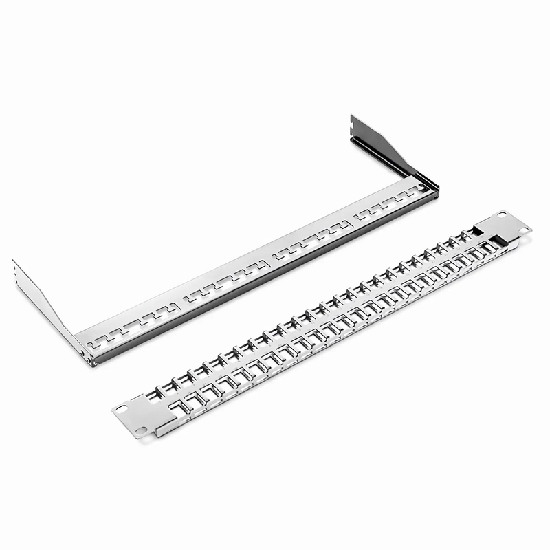 Refurb Squared FDMP Blank Shielded/UnShielded Flat Patch Panel for Keystone Modules, 48-Port, 1RU, Cable Management Bar Included