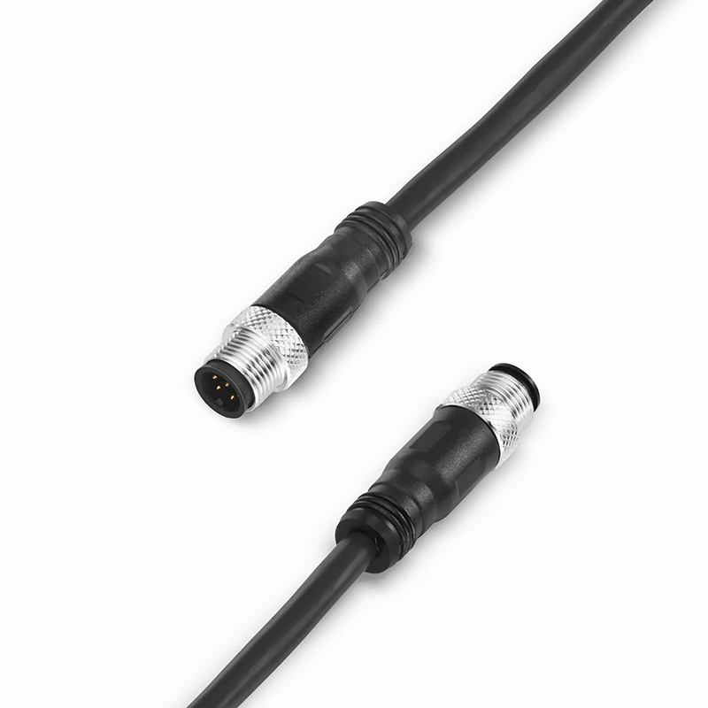 Refurb Squared 10ft (3m) Industrial M12A/8M to M12A/8M Cordsets CAT5e SF/UTP PVC Ethernet Network Patch Cable, Black