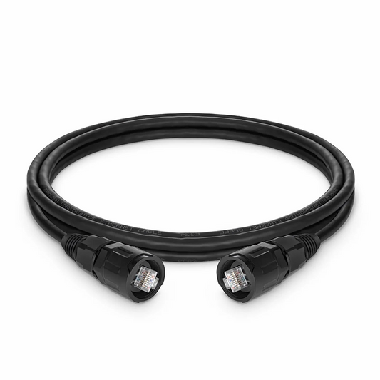 Refurb Squared 6.6ft (2m) Industrial Cat6 Non-booted Shielded (SFTP) PVC IP65 Ethernet Network Patch Cable, Black