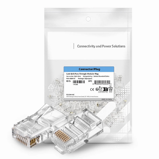 Refurb Squared Cat5e RJ45 Standard Modular Plugs, Unshielded Network Connectors for 24AWG Twisted Pair Solid or Stranded Cable (50/Pack)