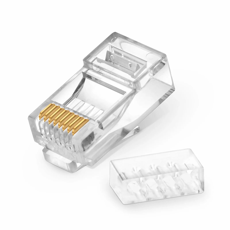 Refurb Squared Cat6 RJ45 Standard Modular Plugs (Two-Piece Suit), Unshielded Network Connectors for 23~24AWG Twisted Pair Solid or Stranded Cable (50/Pack)