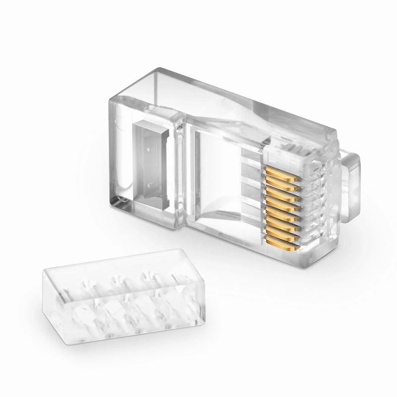 Refurb Squared Cat6 RJ45 Standard Modular Plugs (Two-Piece Suit), Unshielded Network Connectors for 23~24AWG Twisted Pair Solid or Stranded Cable (50/Pack)