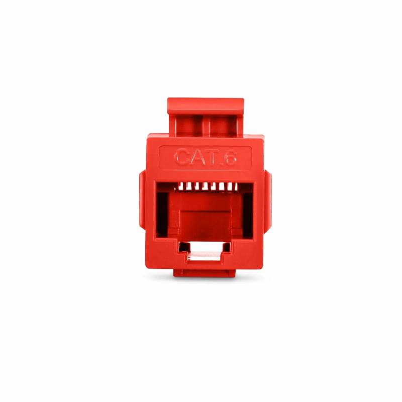 Refurb Squared Cat6 Keystone RJ45 Coupler, Unshielded, Female to Female Insert Inline Coupler - Red (12pcs/Pack)