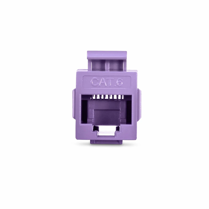 Refurb Squared Cat6 Keystone RJ45 Coupler, Unshielded, Female to Female Insert Inline Coupler - Purple (12pcs/pack)