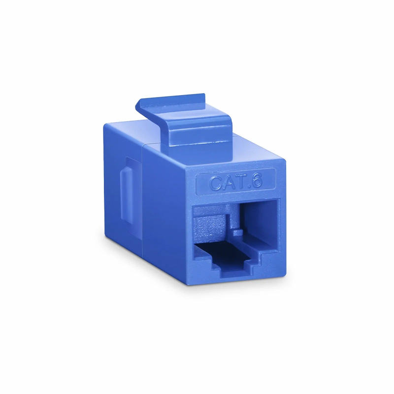 Refurb Squared Cat6 Keystone RJ45 Coupler, Unshielded, Female to Female Insert Inline Coupler - Blue (12pcs/Pack)