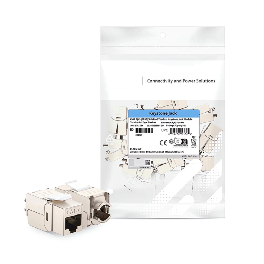 Refurb Squared Cat7 RJ45 (8P8C) Shielded Toolless Keystone Jack Module (12Pcs/Pack)