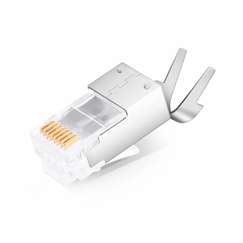 Refurb Squared Cat5e RJ45 Pass Through Modular Plugs, Shielded Network Connectors for 24AWG Twisted Pair Solid or Stranded Cable (50/Pack)