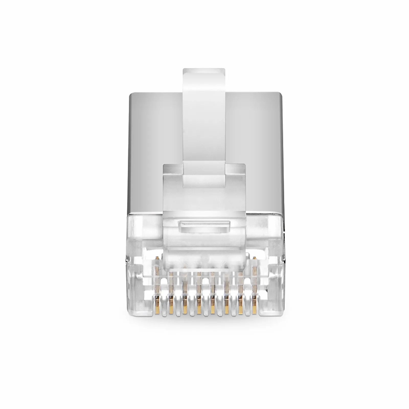 Refurb Squared Cat5e RJ45 Standard Modular Plugs, Shielded Network Connectors for 24~26AWG Twisted Pair Solid or Stranded Cable (50/Pack)
