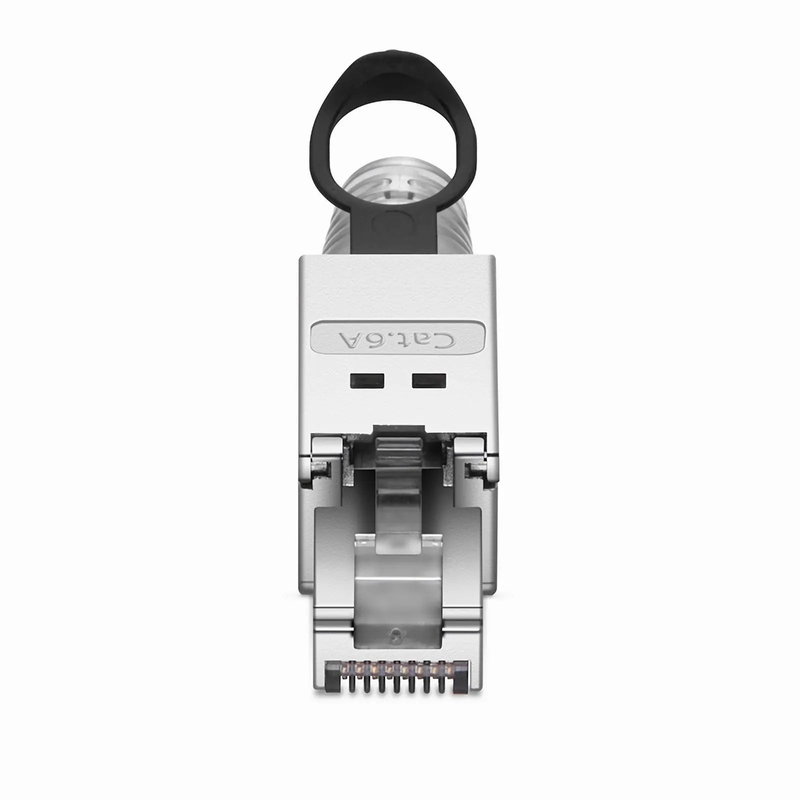 Refurb Squared Cat5e/Cat6/Cat6a RJ45 Tool-Free Field Term Modular Plugs with Pull-tab, Shielded Network Connectors for 23~26AWG Twisted Pair Solid or Stranded Cable (10/Pack)
