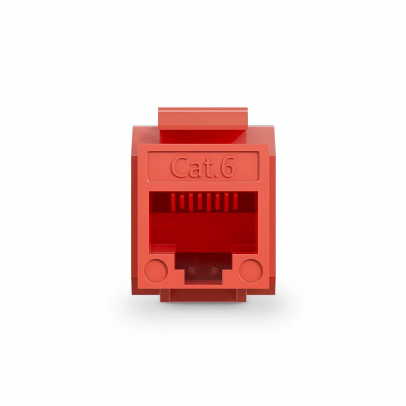 Refurb Squared Cat6 RJ45 (8P8C) Unshielded Punch Down Keystone Jack Module, Red (10 pcs/Pack)