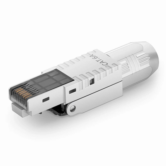 Refurb Squared Cat5e/Cat6/Cat6a RJ45 Tool-Free Modular Plugs, Shielded Network Connectors for 23~26AWG Twisted Pair Solid or Stranded Cable (10/Pack)
