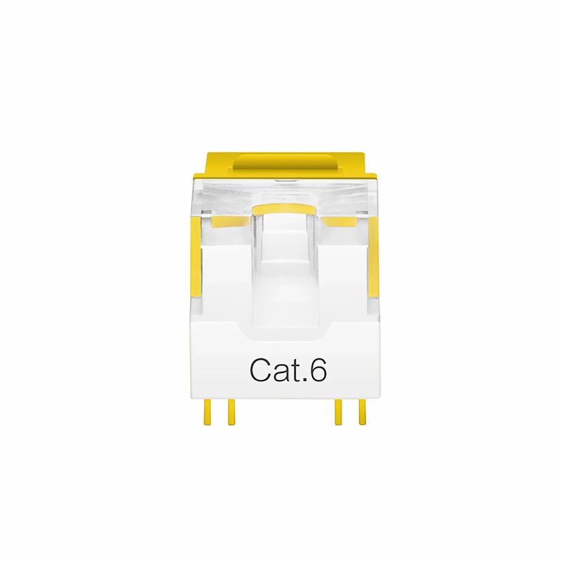 Refurb Squared Cat6 RJ45 (8P8C) Unshielded Punch Down Keystone Jack Module, Yellow, 12Pcs/Pack