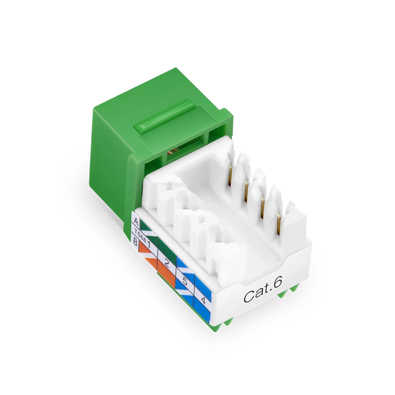 Refurb Squared Cat6 RJ45 (8P8C) Unshielded Punch Down Keystone Jack Module, Green, 12Pcs/Pack