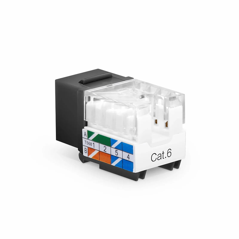 Refurb Squared Cat6 RJ45 (8P8C) Unshielded Punch Down Keystone Jack Module, Black, 12Pcs/Pack