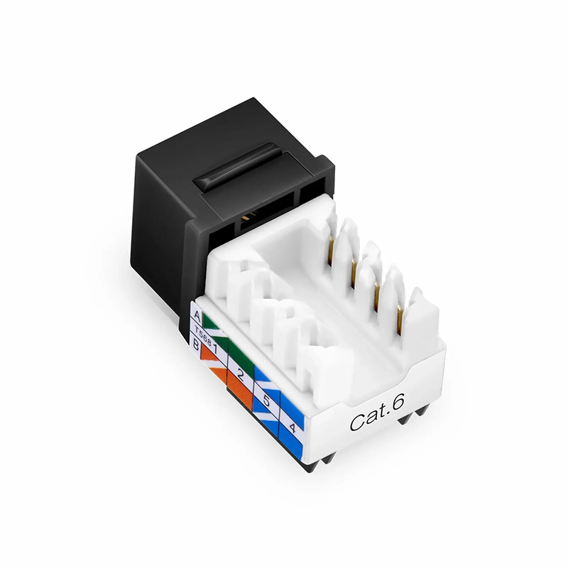 Refurb Squared Cat6 RJ45 (8P8C) Unshielded Punch Down Keystone Jack Module, Black, 12Pcs/Pack