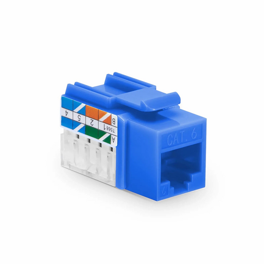 Refurb Squared Cat6 RJ45 (8P8C) Unshielded Punch Down Keystone Jack Module, Blue, 12Pcs/Pack