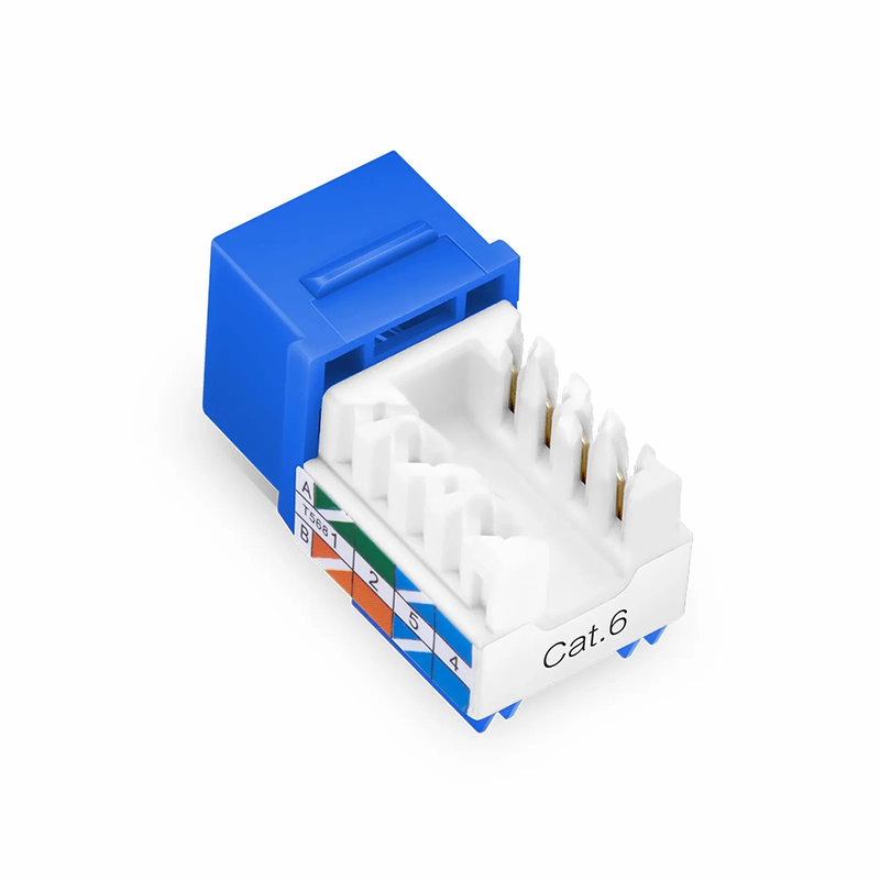 Refurb Squared Cat6 RJ45 (8P8C) Unshielded Punch Down Keystone Jack Module, Blue, 12Pcs/Pack
