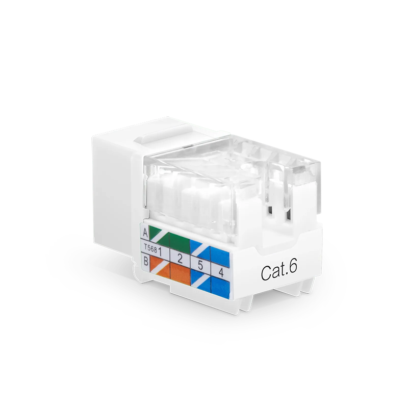 Refurb Squared Cat6 RJ45 (8P8C) Unshielded Punch Down Keystone Jack Module, White, 12Pcs/Pack