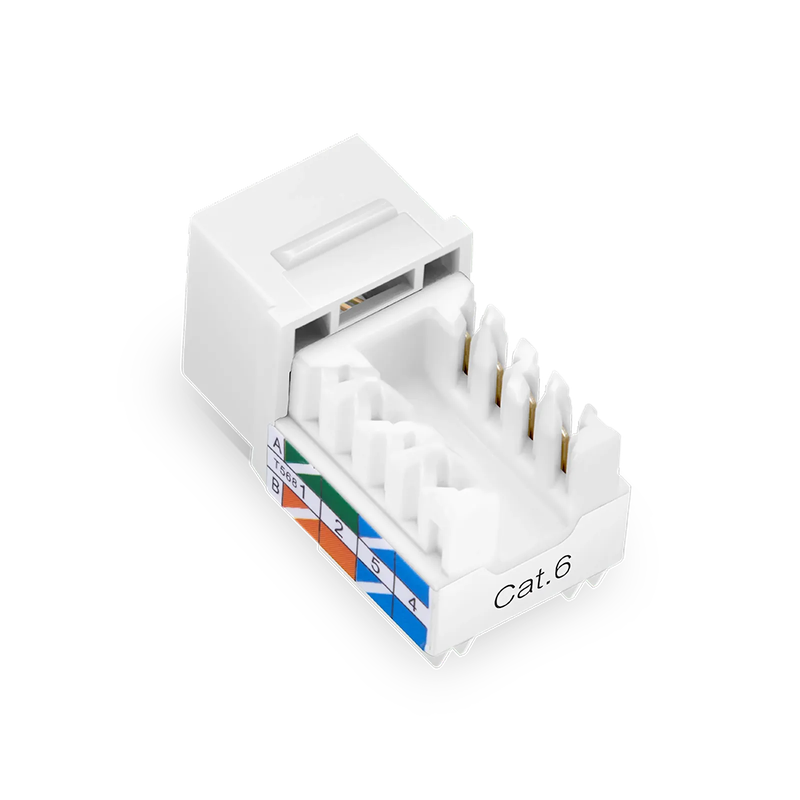 Refurb Squared Cat6 RJ45 (8P8C) Unshielded Punch Down Keystone Jack Module, White, 12Pcs/Pack