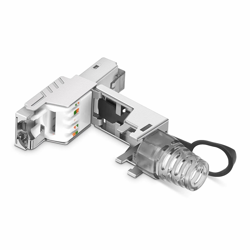 Refurb Squared Cat5e/Cat6/Cat6a RJ45 Tool-Free Field Term Modular Plugs with Pull-tab, Shielded Network Connectors for 23~26AWG Twisted Pair Solid or Stranded Cable (10/Pack)