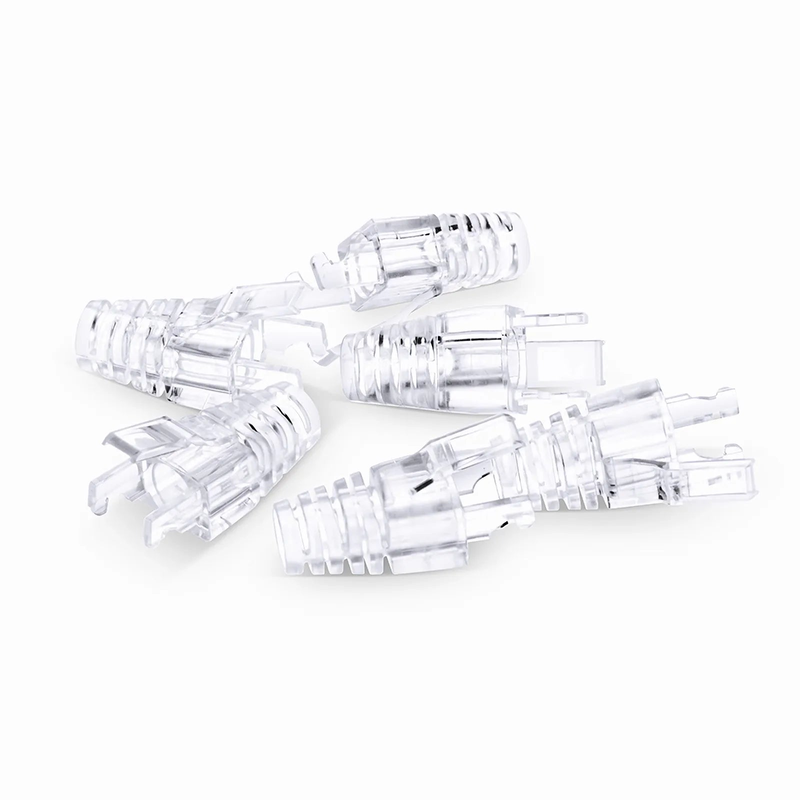 Refurb Squared Cat6 RJ45 Strain Relief Boots, 6.0-6.5mm OD for Cat6 UTP 23~24AWG, F/UTP 26AWG Ethernet Network Cable, Transparent, 50PCS/Pack