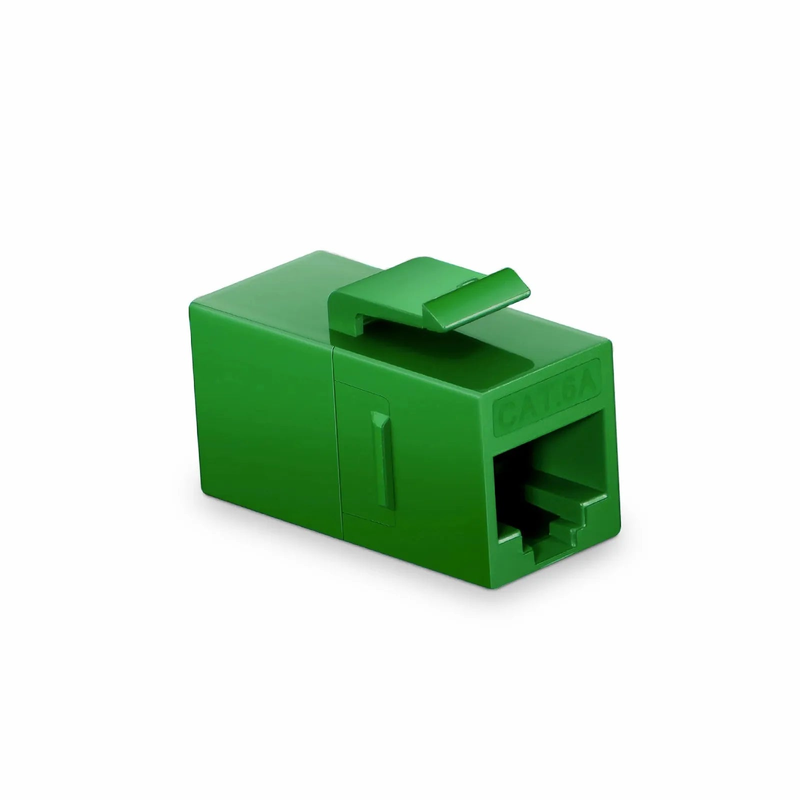 Refurb Squared Cat6a Keystone RJ45 Coupler, Unshielded, Female to Female Insert Inline Coupler - Green