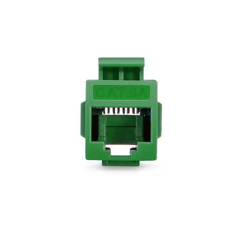 Refurb Squared Cat6a Keystone RJ45 Coupler, Unshielded, Female to Female Insert Inline Coupler - Green
