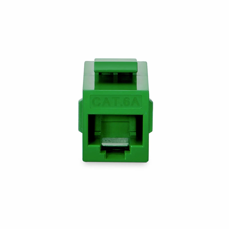 Refurb Squared Cat6a Keystone RJ45 Coupler, Unshielded, Female to Female Insert Inline Coupler - Green