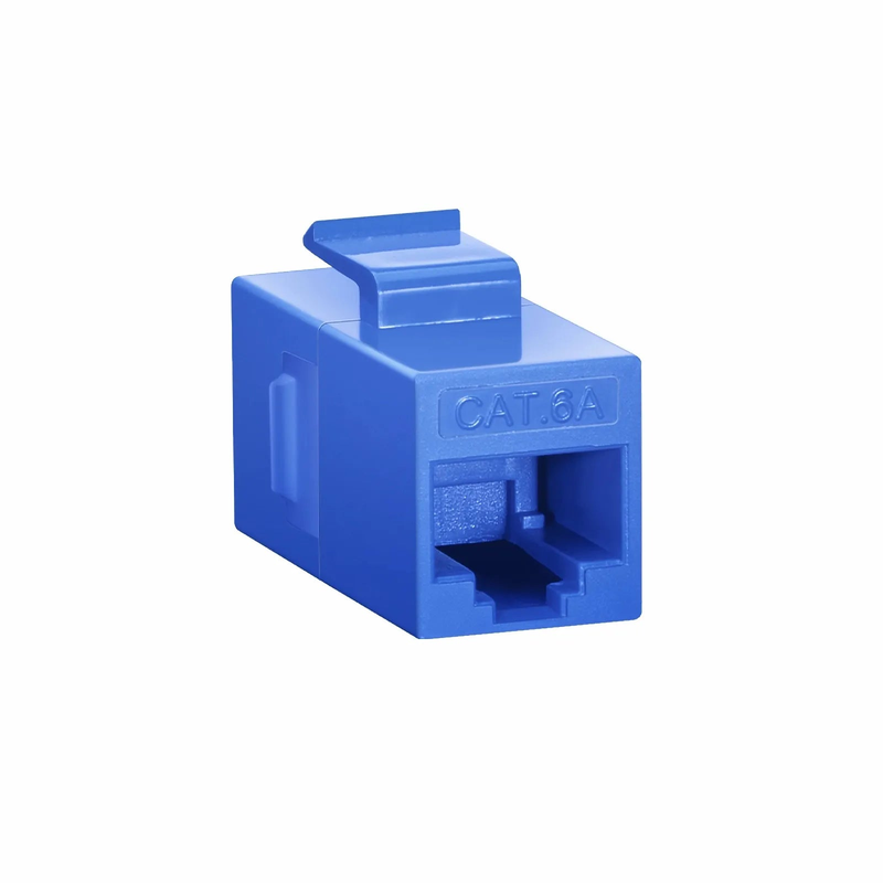 Refurb Squared Cat6a Keystone RJ45 Coupler, Unshielded, Female to Female Insert Inline Coupler - Blue (12pcs/Pack)