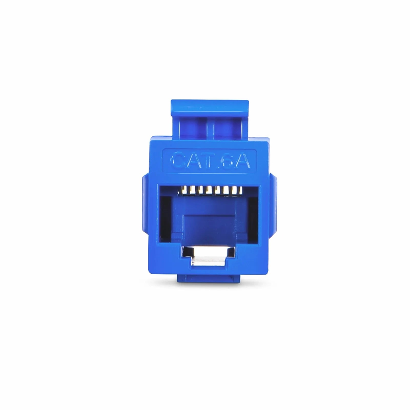 Refurb Squared Cat6a Keystone RJ45 Coupler, Unshielded, Female to Female Insert Inline Coupler - Blue (12pcs/Pack)