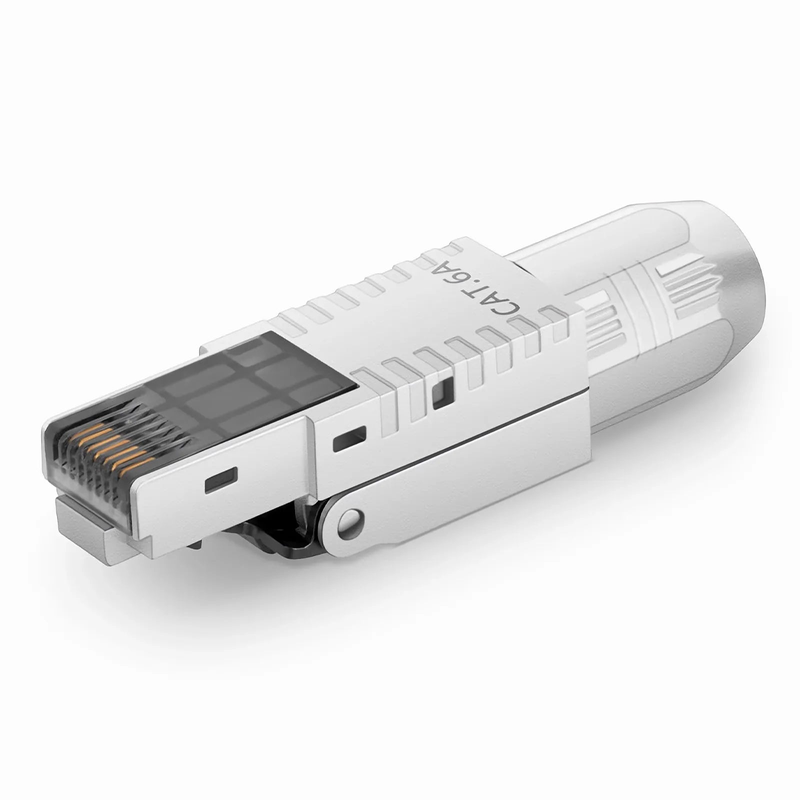 Refurb Squared Cat5e/Cat6/Cat6a RJ45 Tool-Free Modular Plugs, Shielded Network Connectors for 23~26AWG Twisted Pair Solid or Stranded Cable (10/Pack)