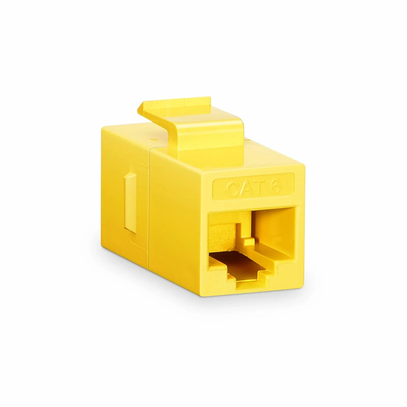 Refurb Squared Cat6 Keystone RJ45 Coupler, Unshielded, Female to Female Insert Inline Coupler - Yellow (12pcs/Pack)