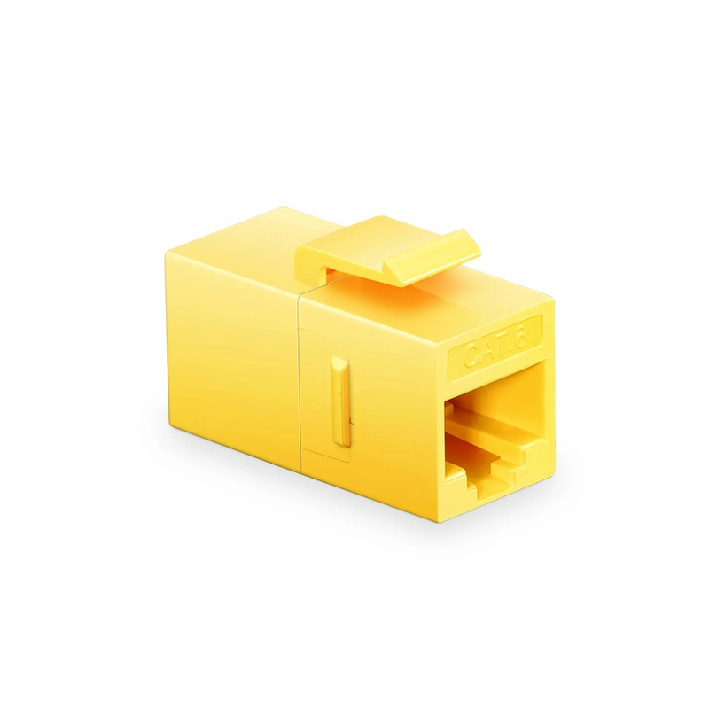 Refurb Squared Cat6 Keystone RJ45 Coupler, Unshielded, Female to Female Insert Inline Coupler - Yellow (12pcs/Pack)