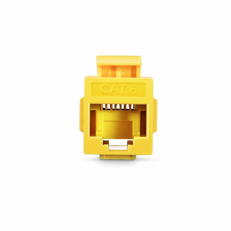 Refurb Squared Cat6 Keystone RJ45 Coupler, Unshielded, Female to Female Insert Inline Coupler - Yellow (12pcs/Pack)