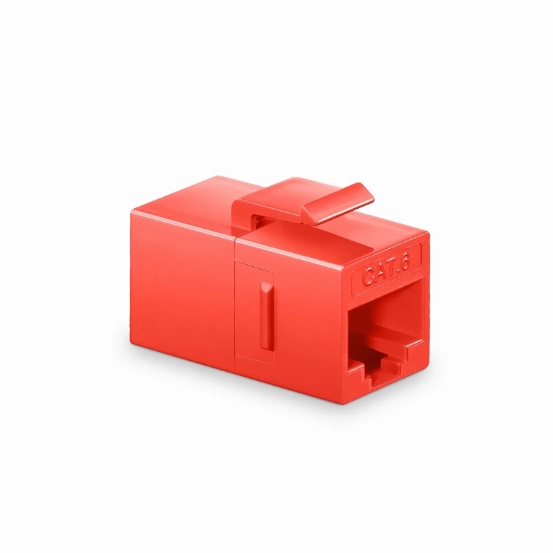Refurb Squared Cat6 Keystone RJ45 Coupler, Unshielded, Female to Female Insert Inline Coupler - Red (12pcs/Pack)