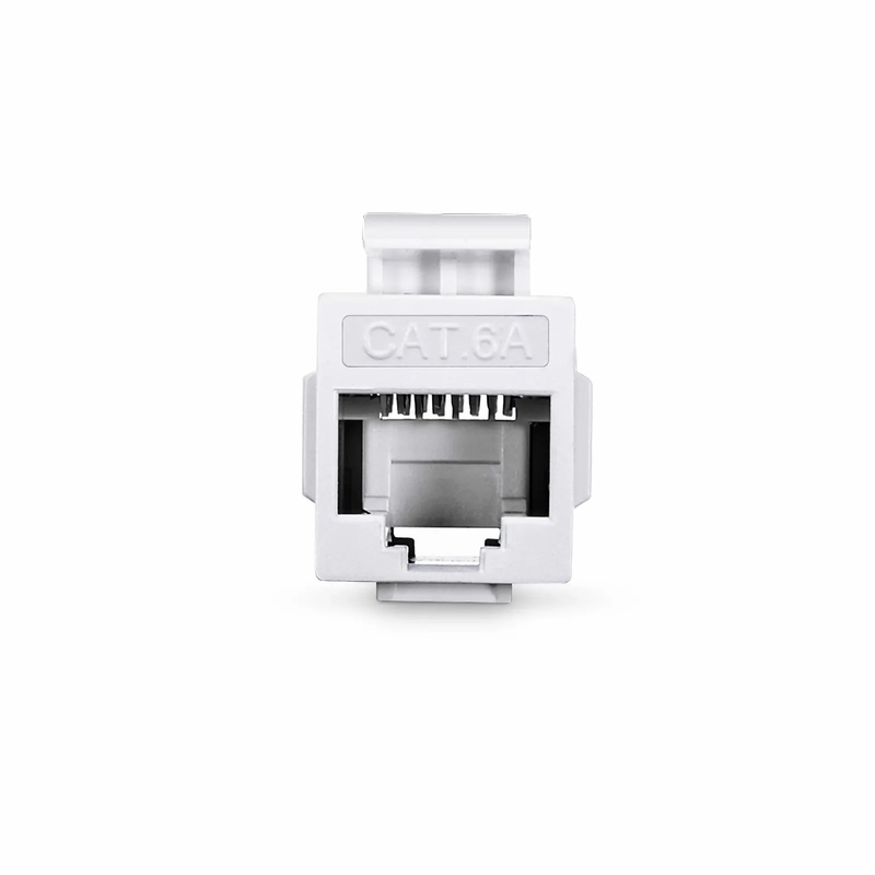Refurb Squared Cat6a Keystone RJ45 Coupler, Unshielded, Female to Female Insert Inline Coupler - White (12pcs/pack)