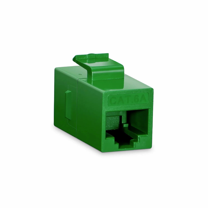 Refurb Squared Cat6a Keystone RJ45 Coupler, Unshielded, Female to Female Insert Inline Coupler - Green