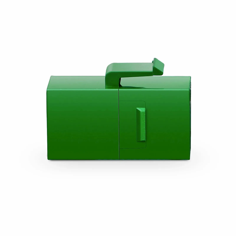 Refurb Squared Cat6a Keystone RJ45 Coupler, Unshielded, Female to Female Insert Inline Coupler - Green