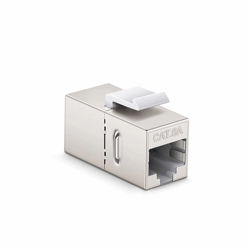 Refurb Squared Cat6a Keystone RJ45 Coupler, Shielded, Female to Female Insert Inline Coupler