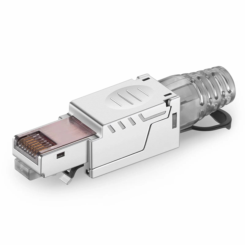 Refurb Squared Cat5e/Cat6/Cat6a RJ45 Tool-Free Field Term Modular Plugs with Pull-tab, Shielded Network Connectors for 23~26AWG Twisted Pair Solid or Stranded Cable (10/Pack)