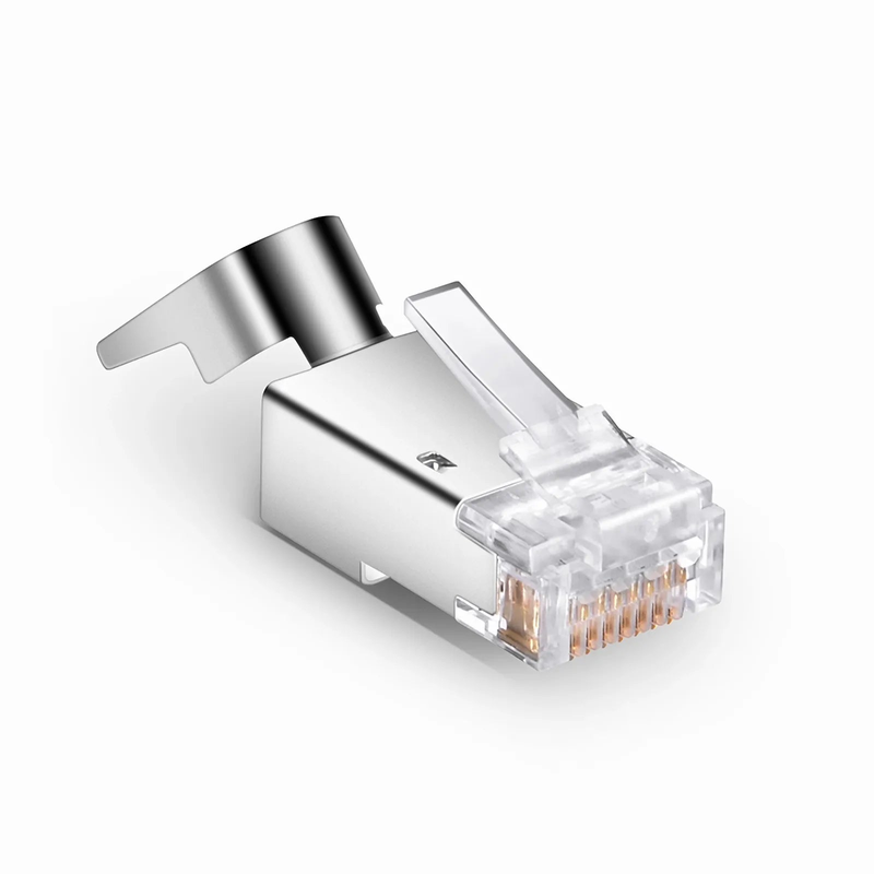 Refurb Squared Cat5e RJ45 Pass Through Modular Plugs, Shielded Network Connectors for 24AWG Twisted Pair Solid or Stranded Cable (50/Pack)