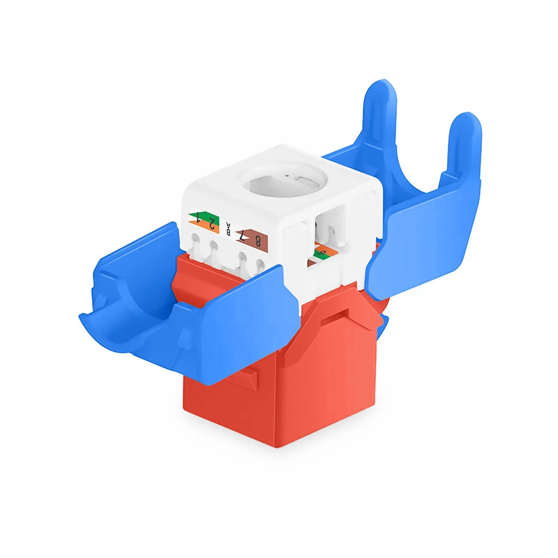 Refurb Squared Cat5e RJ45 (8P8C) Unshielded Toolless Keystone Jack Module, Blue (10 pcs/Pack)