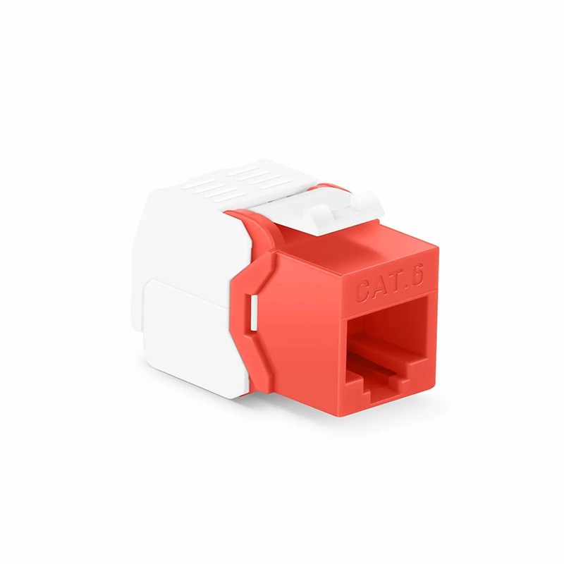 Refurb Squared Cat6 RJ45 (8P8C) Unshielded Toolless Keystone Jack Module, Red (10 pcs/Pack)